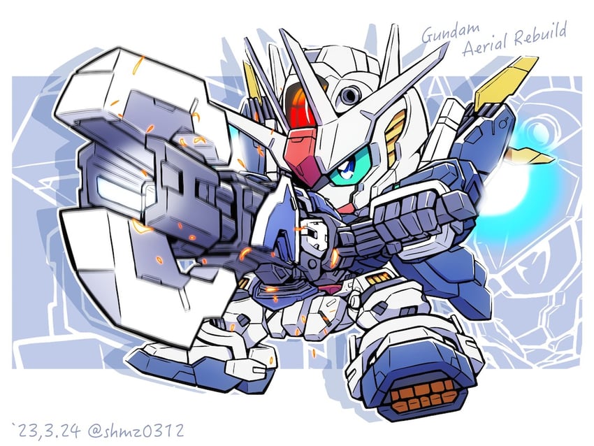 gundam aerial rebuild (gundam and 2 more) drawn by shokkaa_(shmz61312)