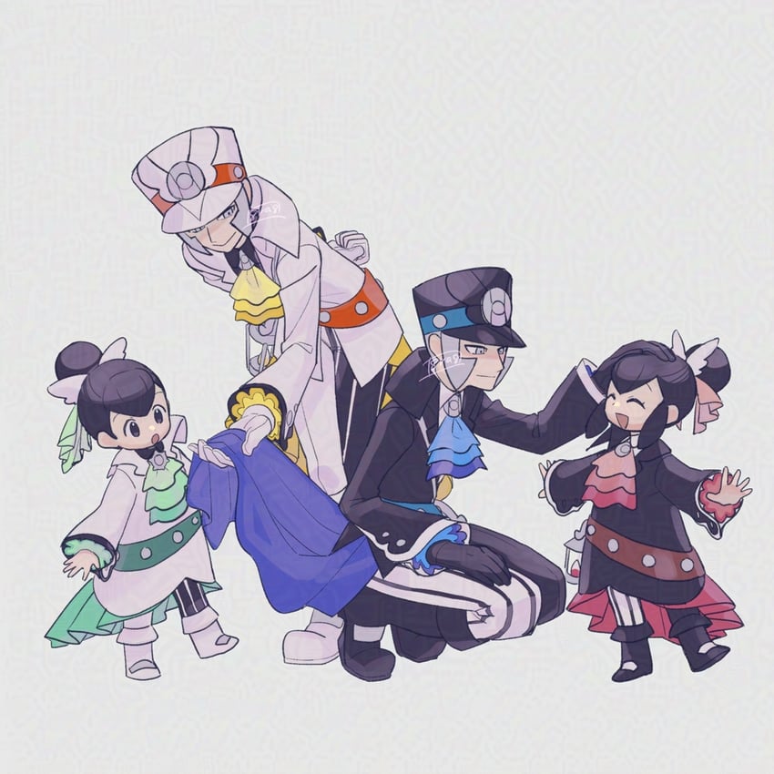 ingo, emmet, liza, and tate (pokemon and 2 more) drawn by haraya