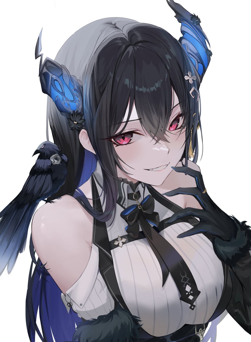 nerissa ravencroft and shadow (hololive and 1 more) drawn by oni_kanzei