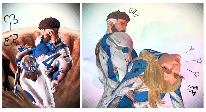 psylocke, sue storm, and reed richards (marvel and 2 more) drawn by juan_padrolo