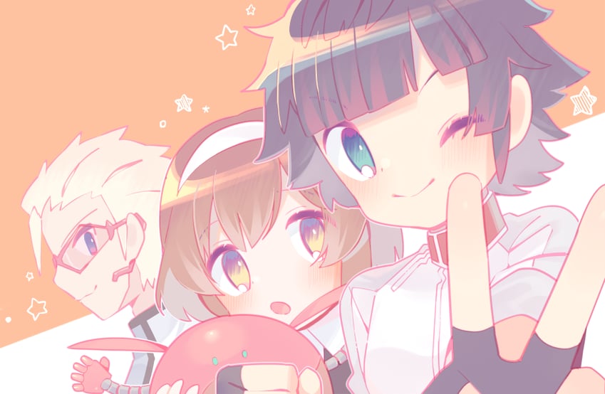 haro, sakura slash, juno astarte, and hermes mercury (gundam and 1 more) drawn by 2y_(tsuyu)