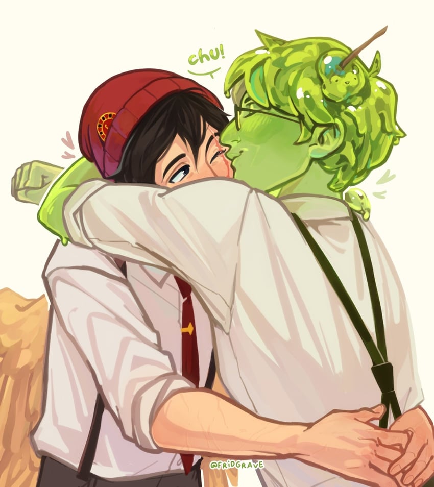 quackity and slimecicle (minecraft youtube and 1 more) drawn by fridgrave