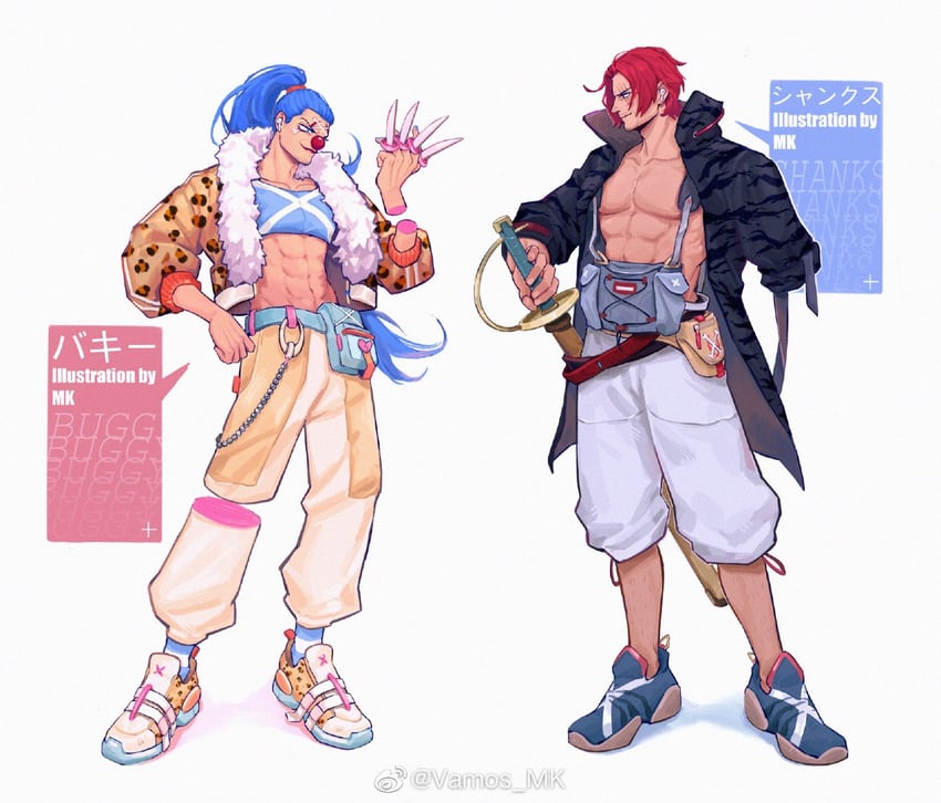 shanks and buggy the clown (one piece) drawn by vamos_mk
