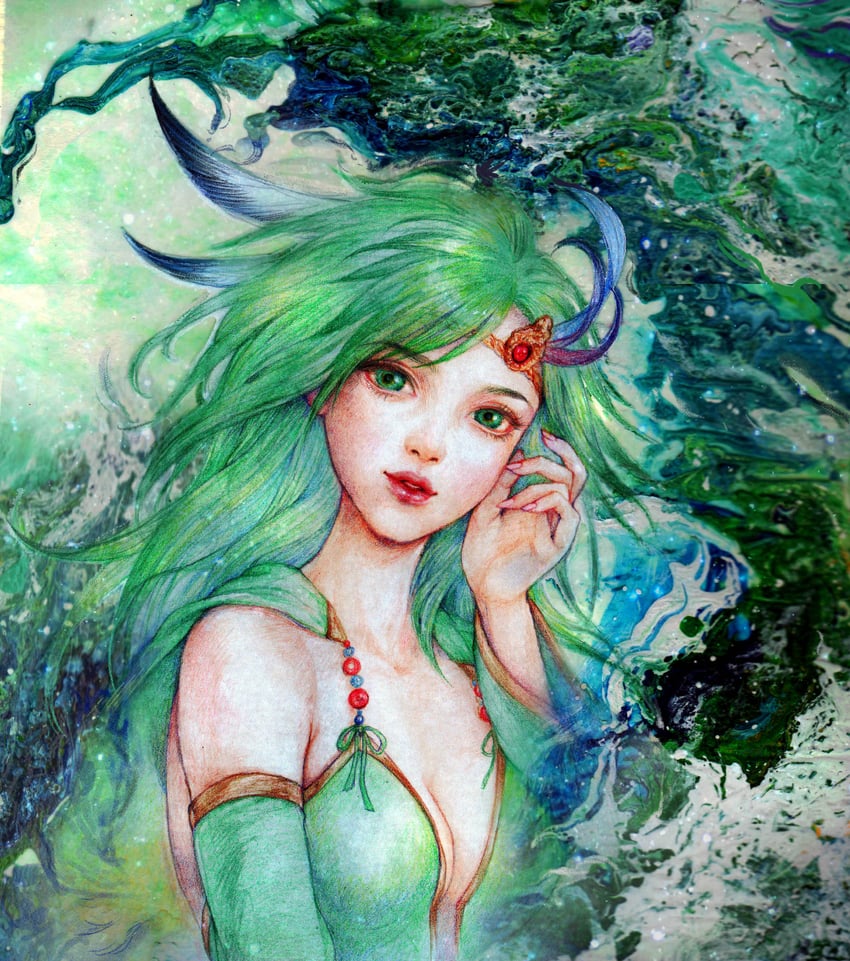 rydia (final fantasy and 1 more) drawn by jurithedreamer