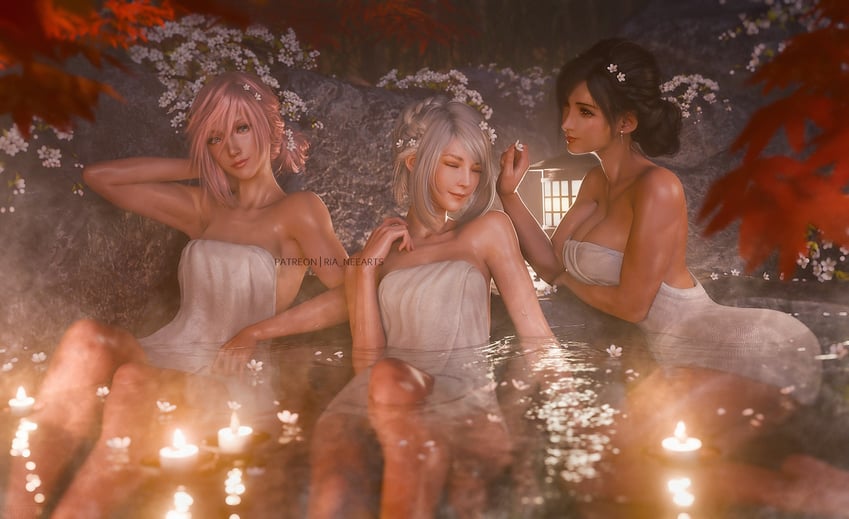 tifa lockhart, lightning farron, and jill warrick (final fantasy and 3 more) drawn by ria_(baka-neearts)