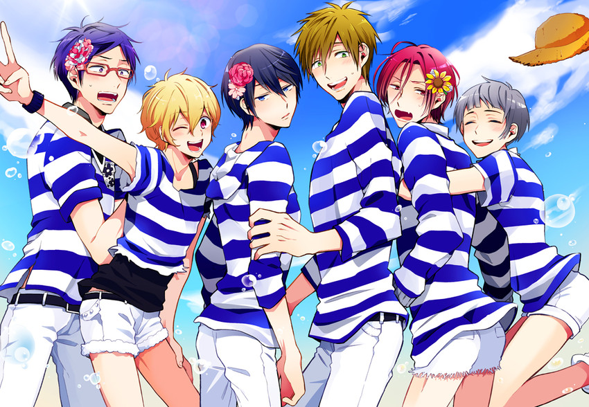 tachibana makoto, nanase haruka, matsuoka rin, hazuki nagisa, ryuugazaki rei, and 1 more (free!) drawn by diana_assa