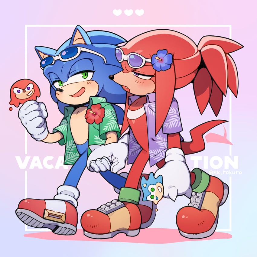 sonic the hedgehog and knuckles the echidna (sonic) drawn by sk_rokuro