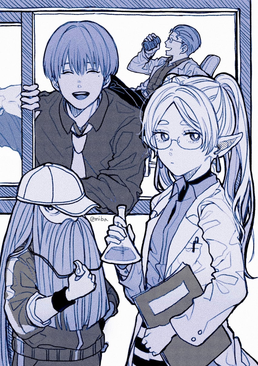 frieren, himmel, eisen, and heiter (sousou no frieren) drawn by miba