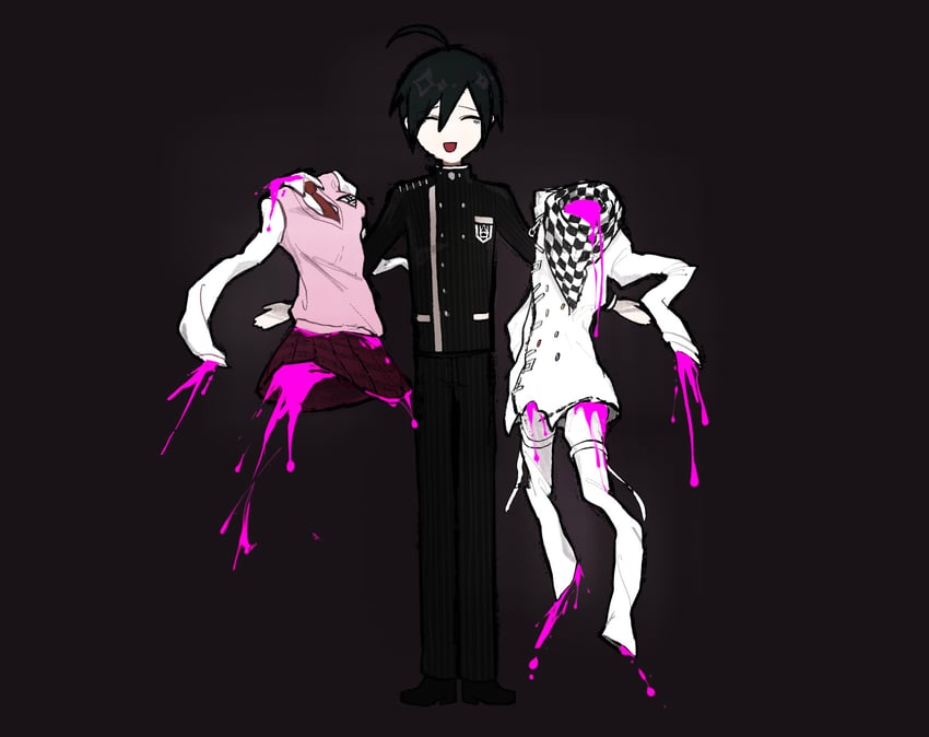 oma kokichi, saihara shuichi, and akamatsu kaede (danganronpa and 1 more) drawn by kai700