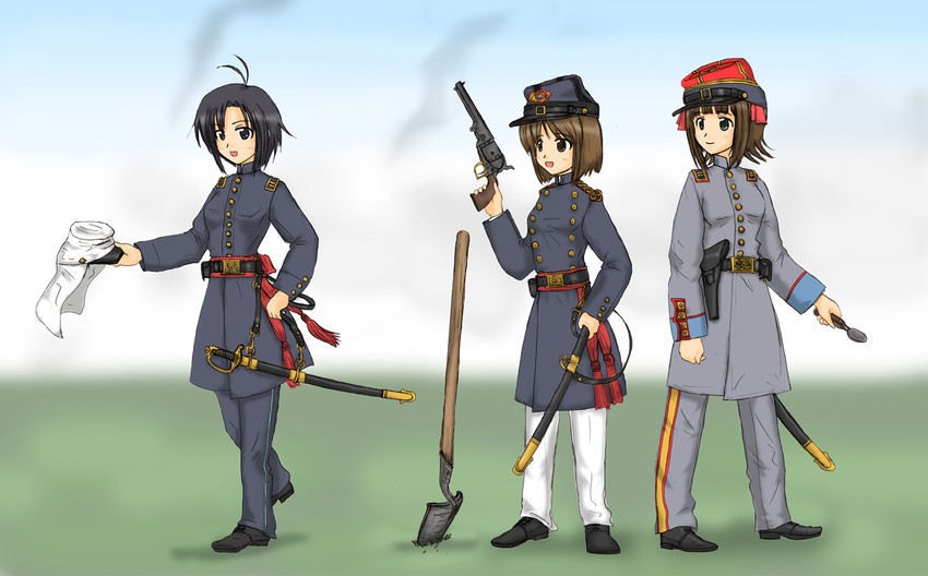 amami haruka, kikuchi makoto, and hagiwara yukiho (idolmaster) drawn by ernest_(sieg1945)