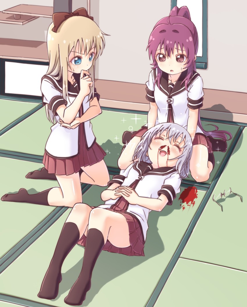 toshinou kyouko, sugiura ayano, and ikeda chitose (yuruyuri) drawn by pontasu