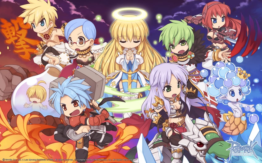 arch bishop, sorcerer, sura, genetic, rune knight, and 5 more (ragnarok online) drawn by yuichirou