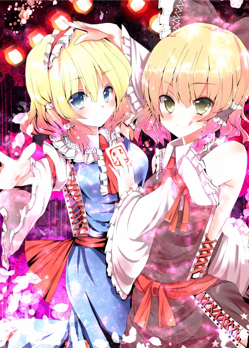hakurei reimu, kirisame marisa, and alice margatroid (touhou) drawn by kurekore