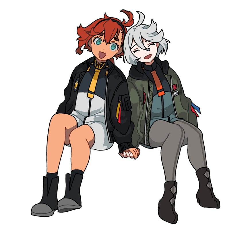 suletta mercury and miorine rembran (gundam and 1 more) drawn by dou_(mame_eee)