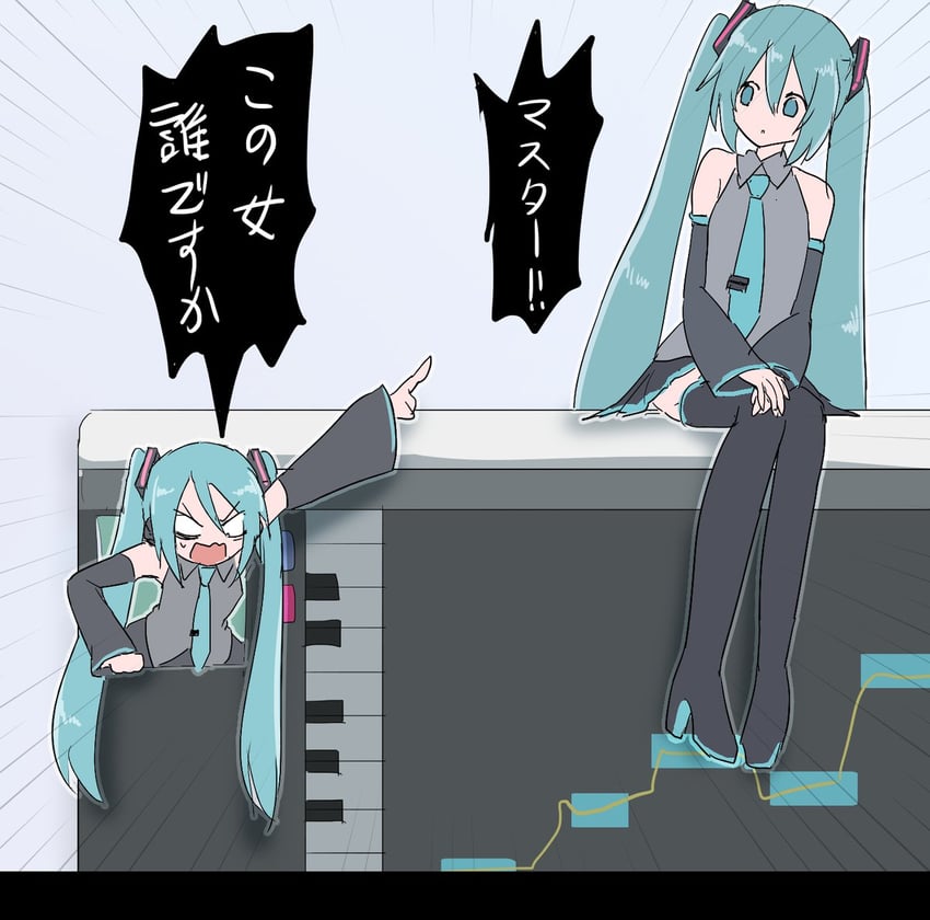 hatsune miku (vocaloid and 1 more) drawn by kisalaundry