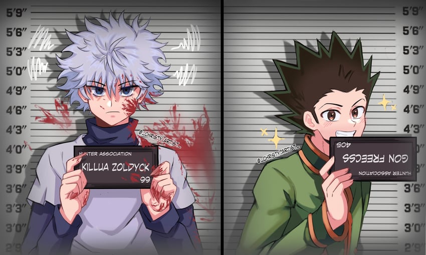 killua zoldyck and gon freecss (hunter x hunter) drawn by christyartist
