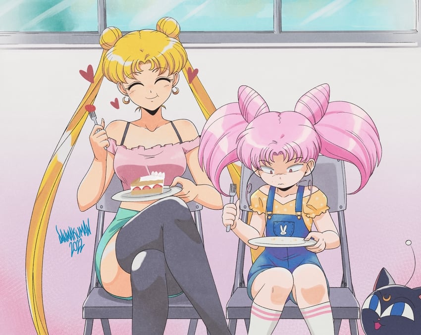tsukino usagi, chibi usa, and luna-p (bishoujo senshi sailor moon and 1 more) drawn by danmakuman