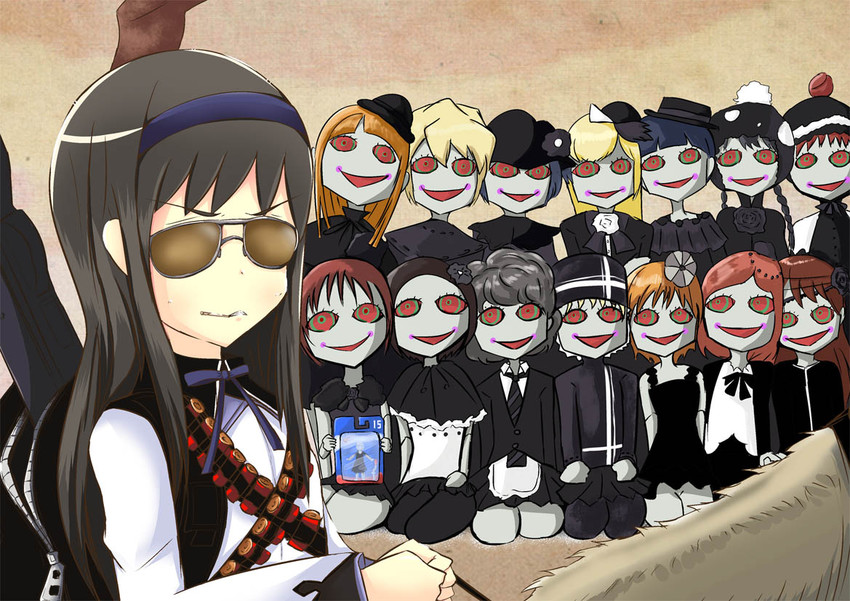 akemi homura and clara dolls (mahou shoujo madoka magica and 2 more) drawn by kumo_no_tsurugi
