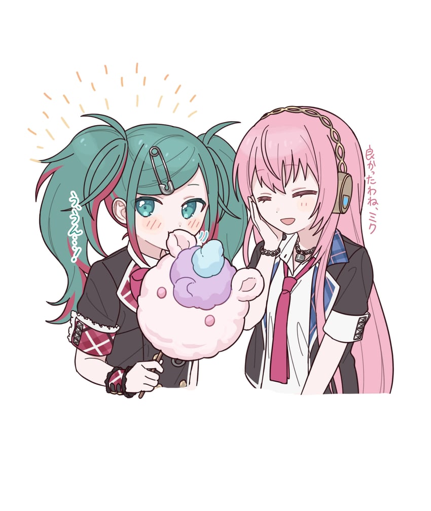 hatsune miku, megurine luka, leo/need miku, and leo/need luka (vocaloid and 1 more) drawn by vs0mr