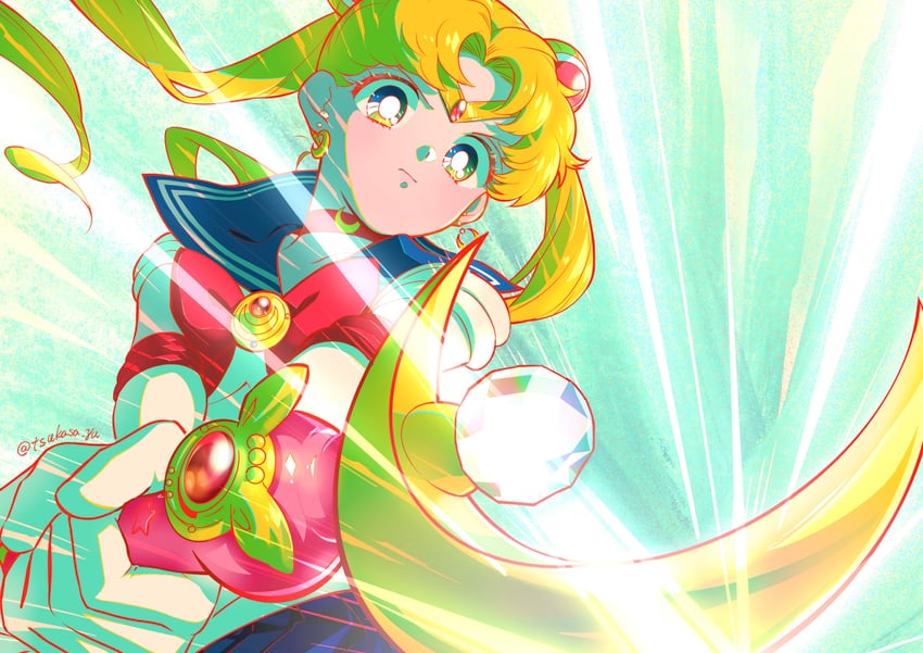 tsukino usagi and sailor moon (bishoujo senshi sailor moon) drawn by karasa_(tsukasa_yu)
