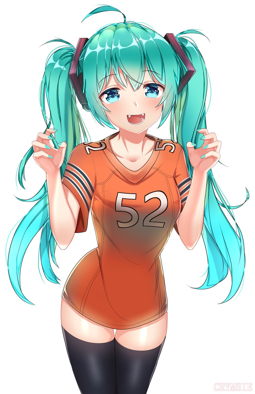 hatsune miku and khalil mack (vocaloid and 2 more) drawn by crymsie