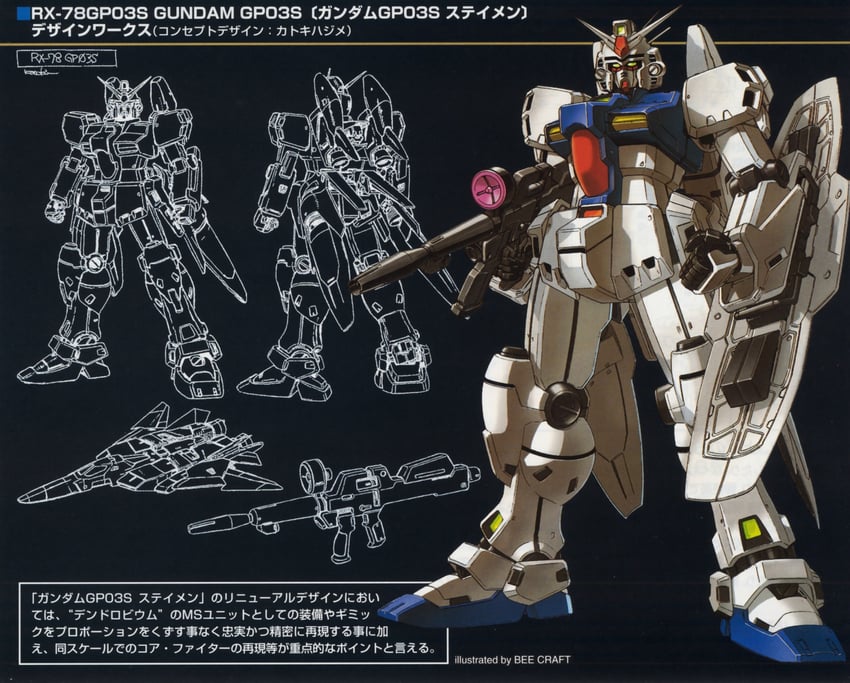 gundam gp-03 stamen and core fighter (gundam and 2 more) drawn by akutsu_jun'ichi