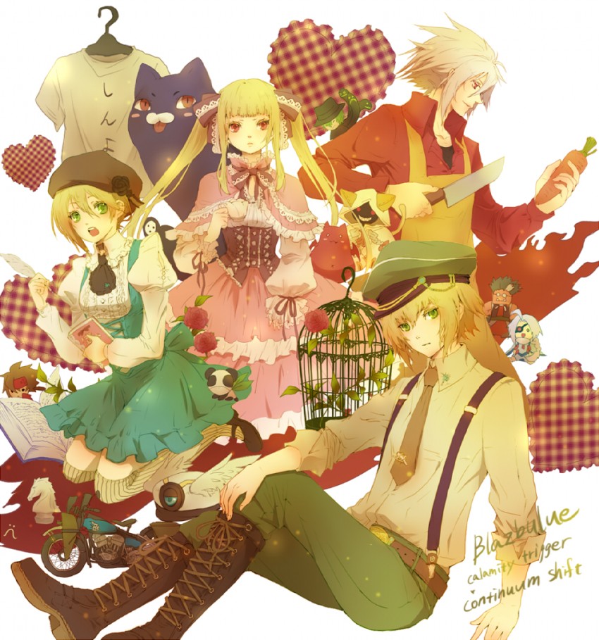 noel vermillion, ragna the bloodedge, sol badguy, nu-13, rachel alucard, and 6 more (blazblue) drawn by senano-yu
