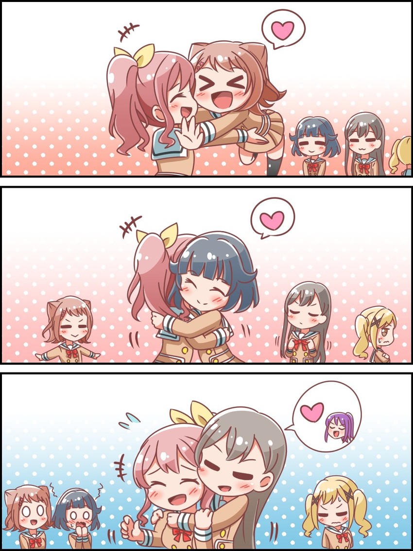 ichigaya arisa, toyama kasumi, hanazono tae, yamabuki saya, seta kaoru, and 1 more (bang dream!) drawn by kyou_(fr39)