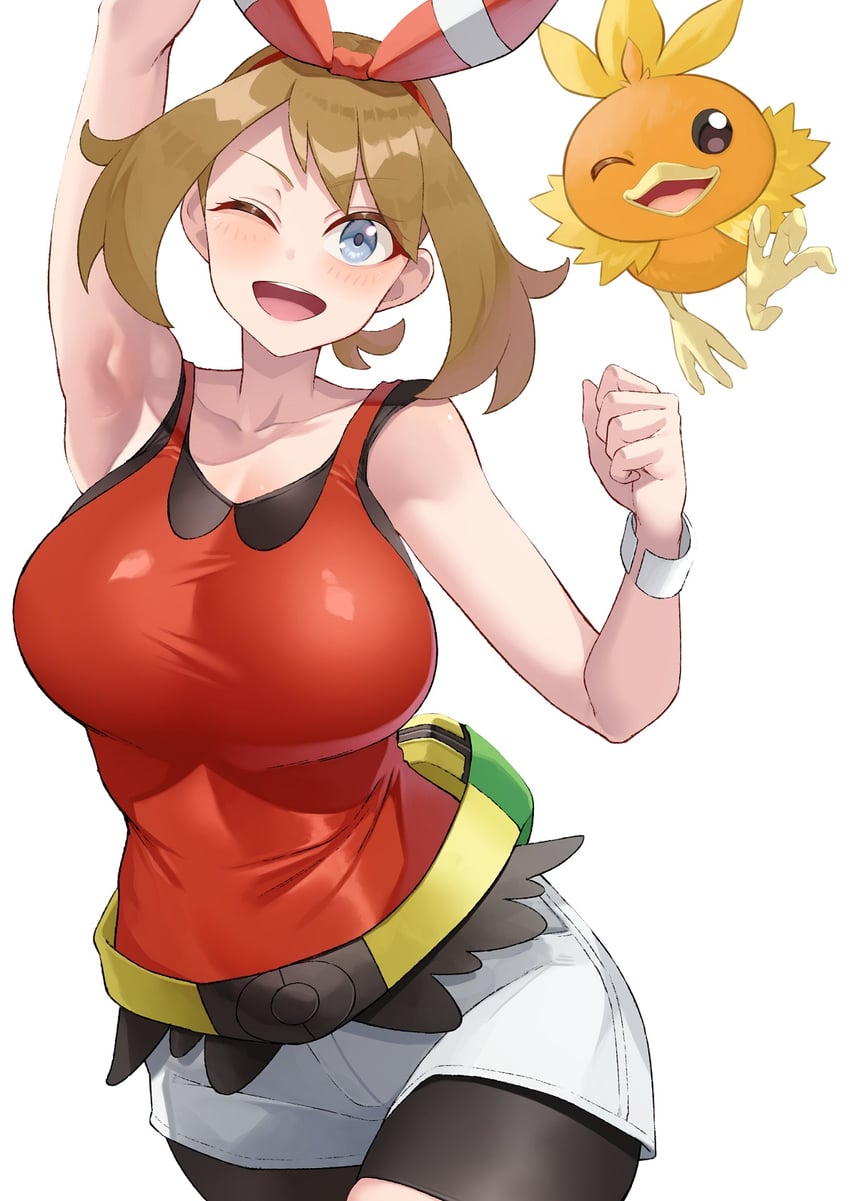 may and torchic (pokemon and 1 more) drawn by asakura_kukuri