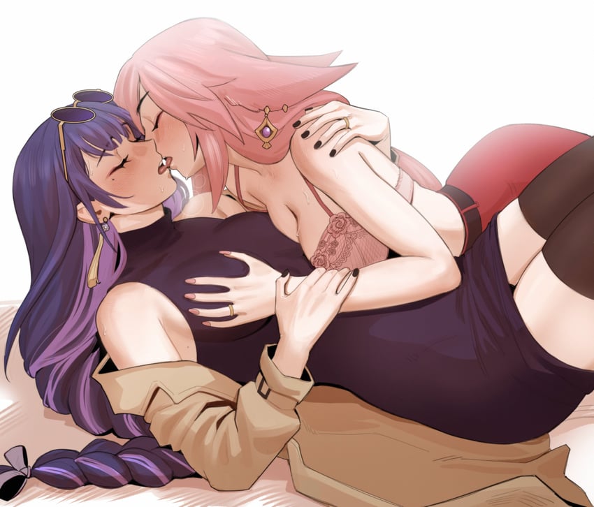 raiden shogun and yae miko (genshin impact) drawn by paw_(286456)