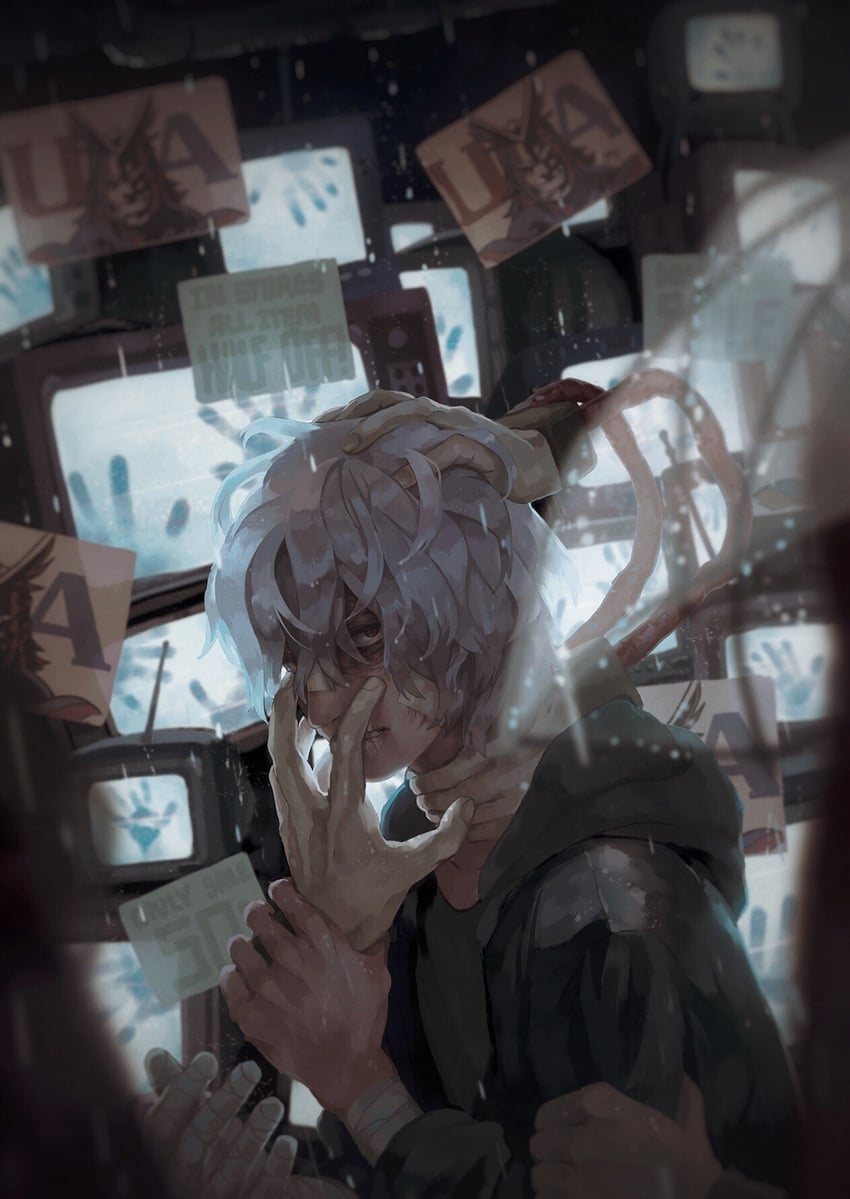 all might and shigaraki tomura (boku no hero academia) drawn by mikkapi