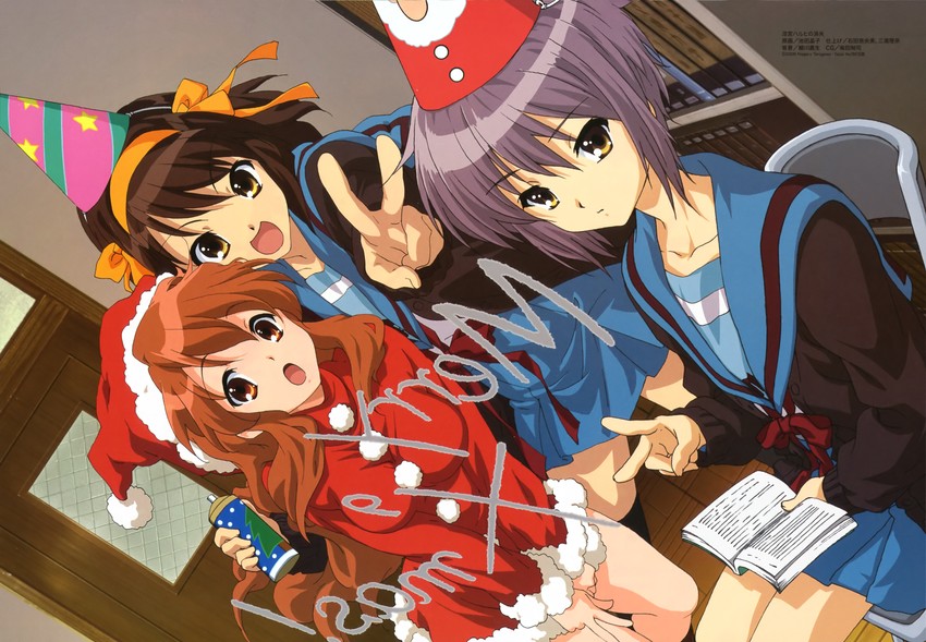 suzumiya haruhi, nagato yuki, and asahina mikuru (suzumiya haruhi no yuuutsu and 2 more) drawn by ikeda_shouko