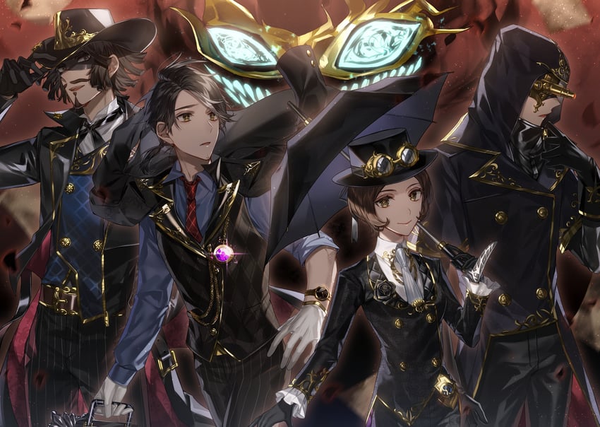 aesop carl, eli clark, tracy reznik, joker, and kevin ayuso (identity v) drawn by airm