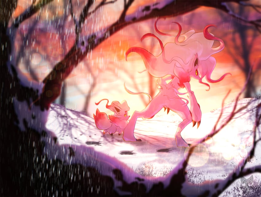 hisuian zorua and hisuian zoroark (pokemon) drawn by tenebscuro