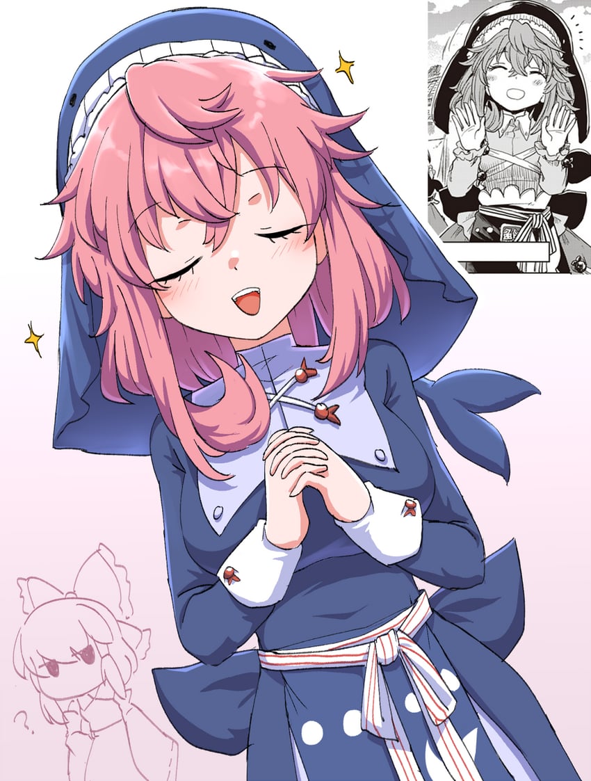 hakurei reimu and okunoda miyoi (touhou and 1 more) drawn by mizumoto_tadashi and wool_(miwol)