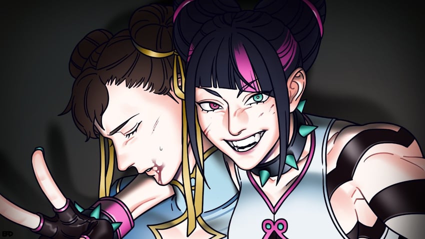 chun-li and han juri (street fighter and 1 more) drawn by efd