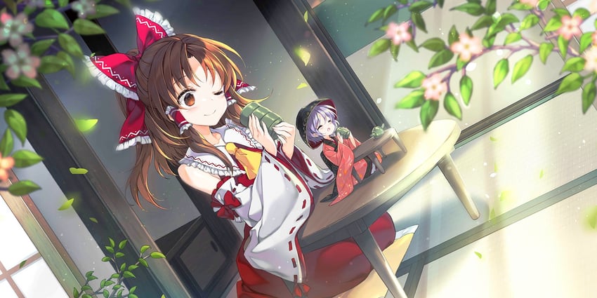 hakurei reimu and sukuna shinmyoumaru (touhou and 1 more) drawn by juna