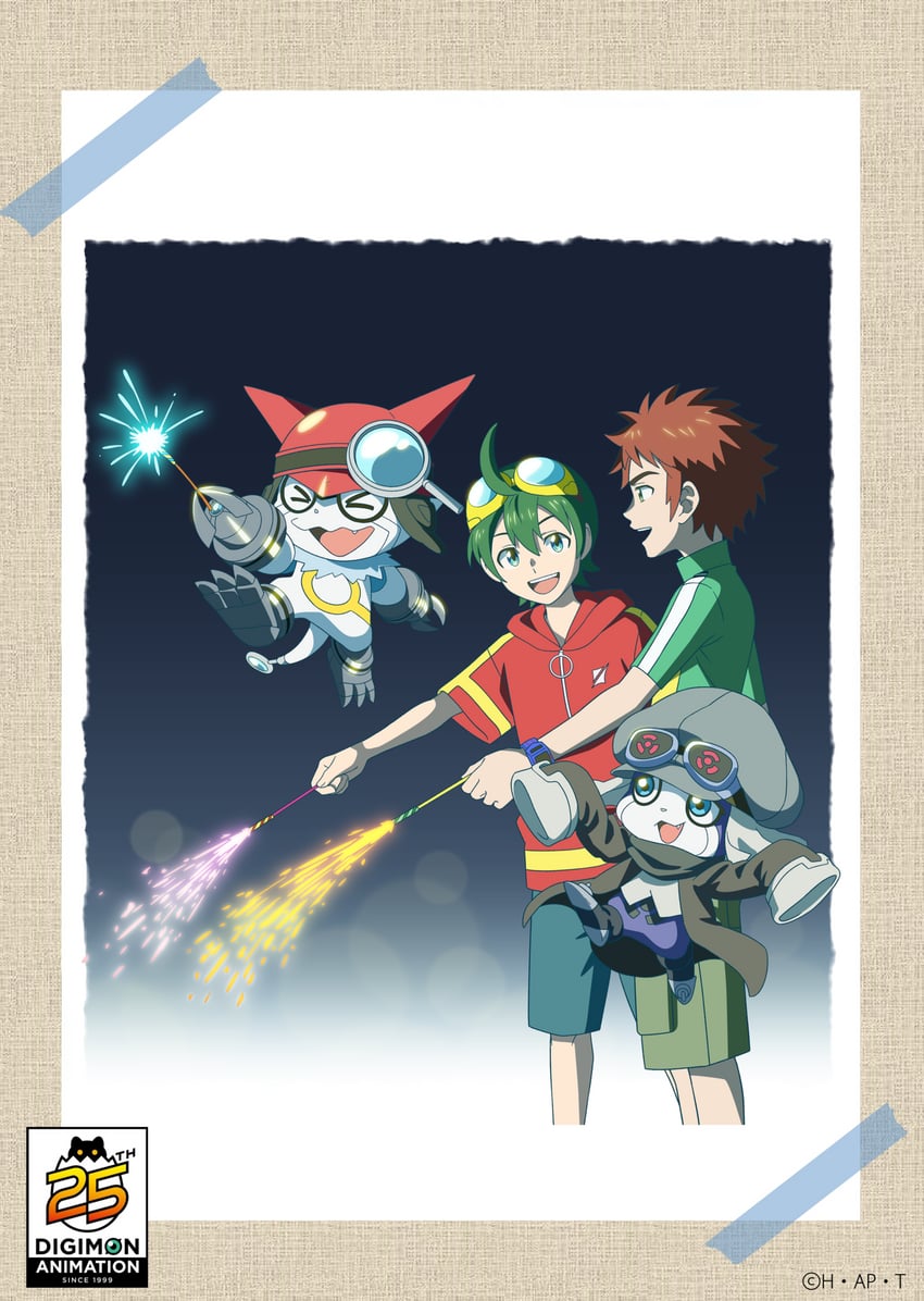 gatchmon, shinkai haru, offmon, and ozora yujin (digimon and 1 more)