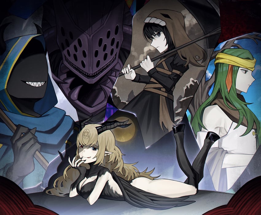 miranda, hein, baphomet, lindamea, and ezwald (black souls) drawn by asdf1211950