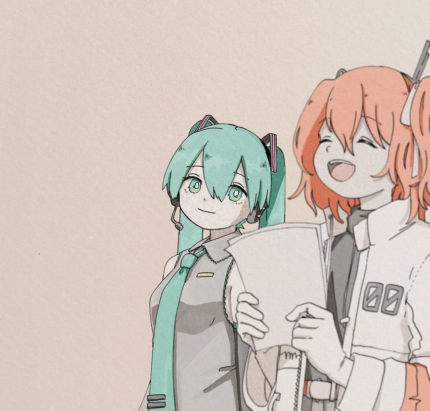 hatsune miku and adachi rei (vocaloid and 2 more) drawn by sabaku_(saba9)