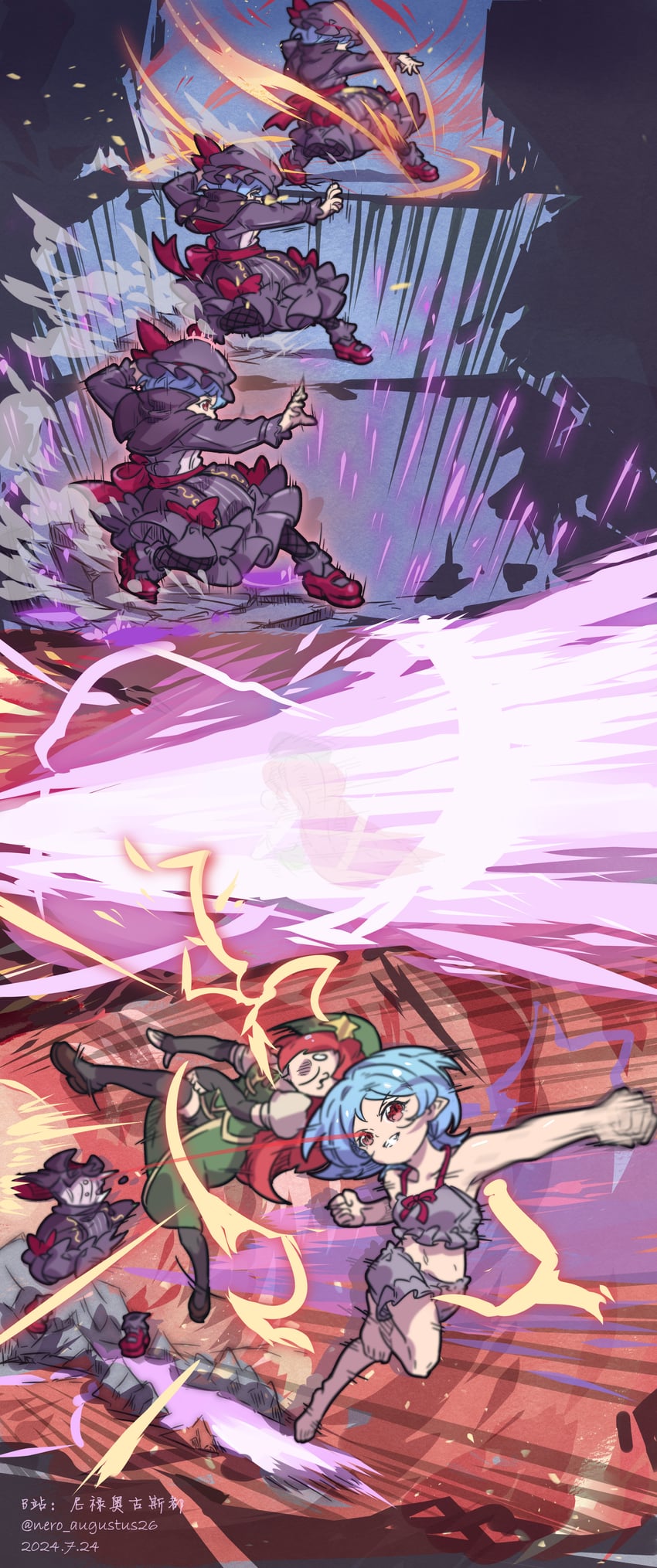 remilia scarlet, hong meiling, and slayer (touhou and 2 more) drawn by nero_augustus