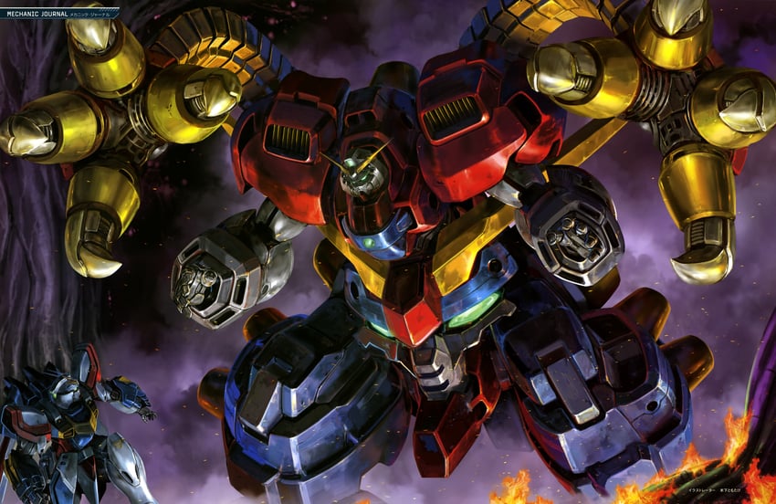 god gundam and devil gundam (gundam and 1 more) drawn by kinoshita_tomotake