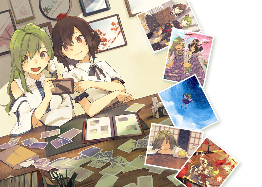 kochiya sanae, shameimaru aya, and usami sumireko (touhou) drawn by hichiko
