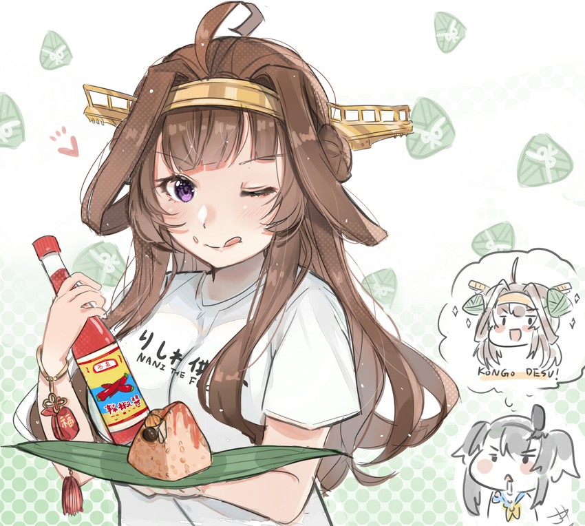 kongou, tokitsukaze, and kongou kai ni (kantai collection) drawn by kaomoji_(sagor00237)