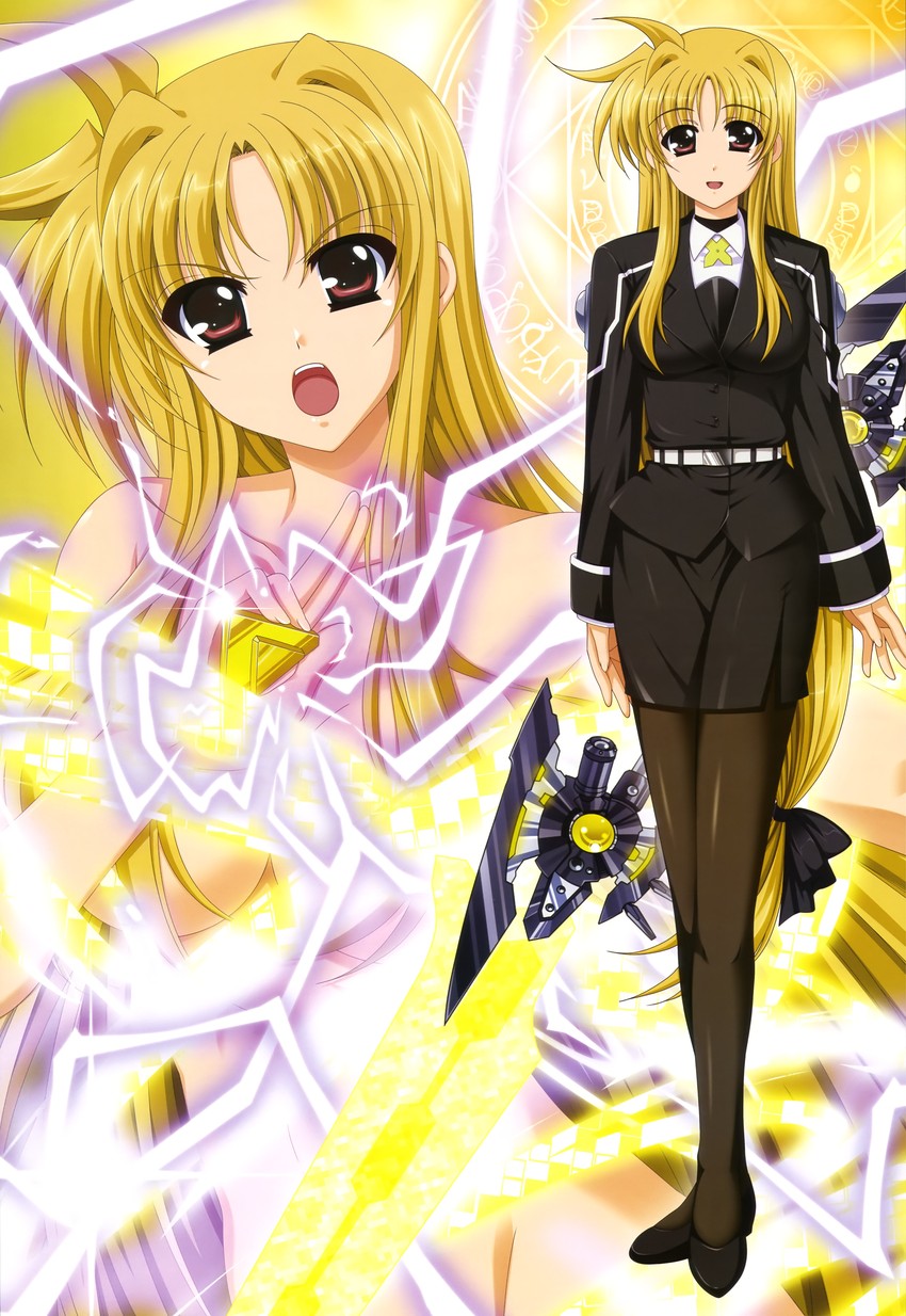 fate testarossa and bardiche (lyrical nanoha and 1 more) drawn by higa_yukari