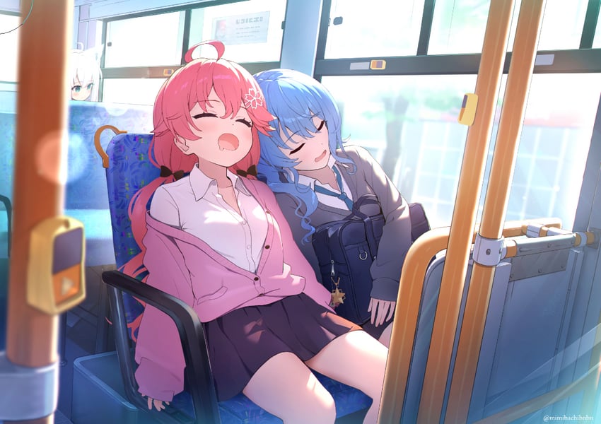 shirakami fubuki, hoshimachi suisei, and sakura miko (hololive and 1 more) drawn by mimihachi