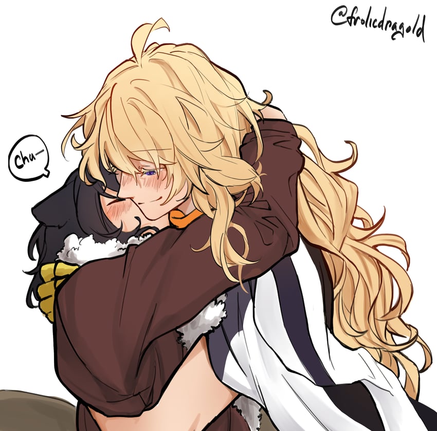 yang xiao long and blake belladonna (rwby) drawn by frolicdragold