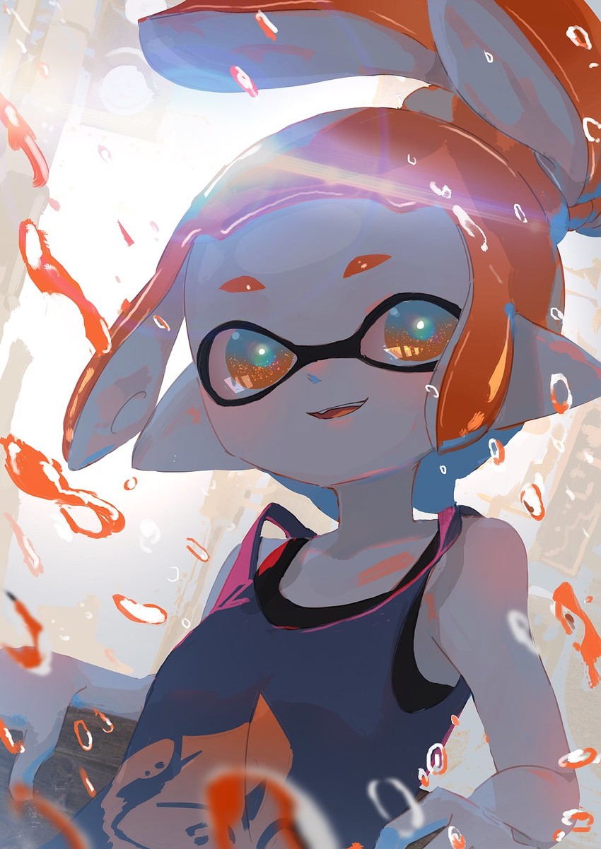 inkling player character and inkling girl (splatoon and 1 more) drawn by kashu_(hizake)