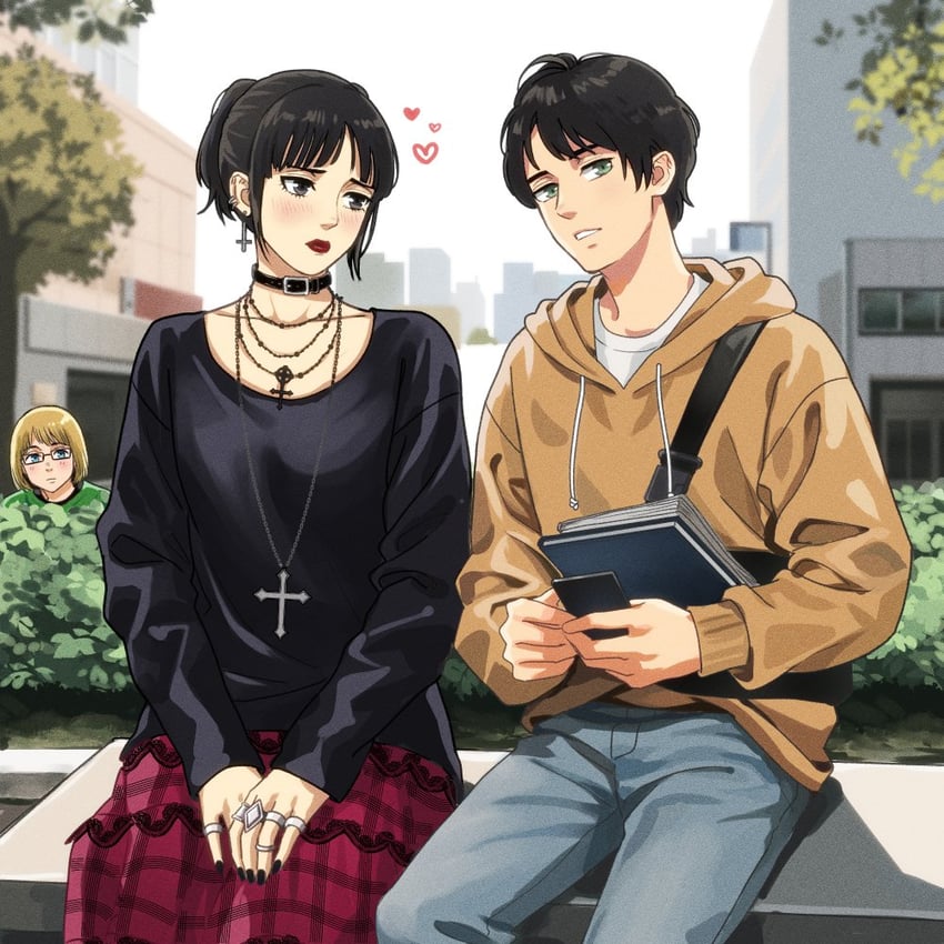 mikasa ackerman, eren yeager, and armin arlert (shingeki no kyojin and 1 more) drawn by 1216liddell