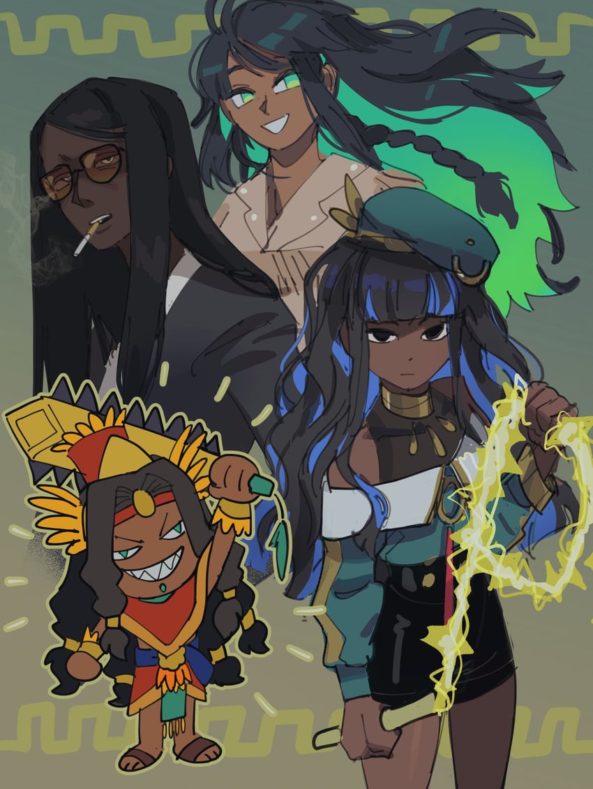 tenochtitlan, tezcatlipoca, quetzalcoatl, and kukulkan (fate and 1 more) drawn by rib_(arjunyanya)